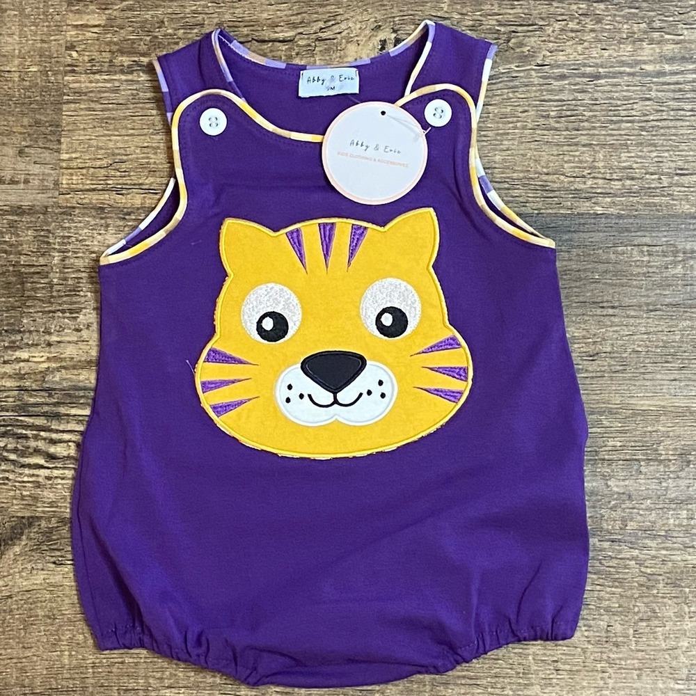 LSU Tigers Newborn Purple Gold Baby Game Day SEC‎ Tiger One Piece NWT New